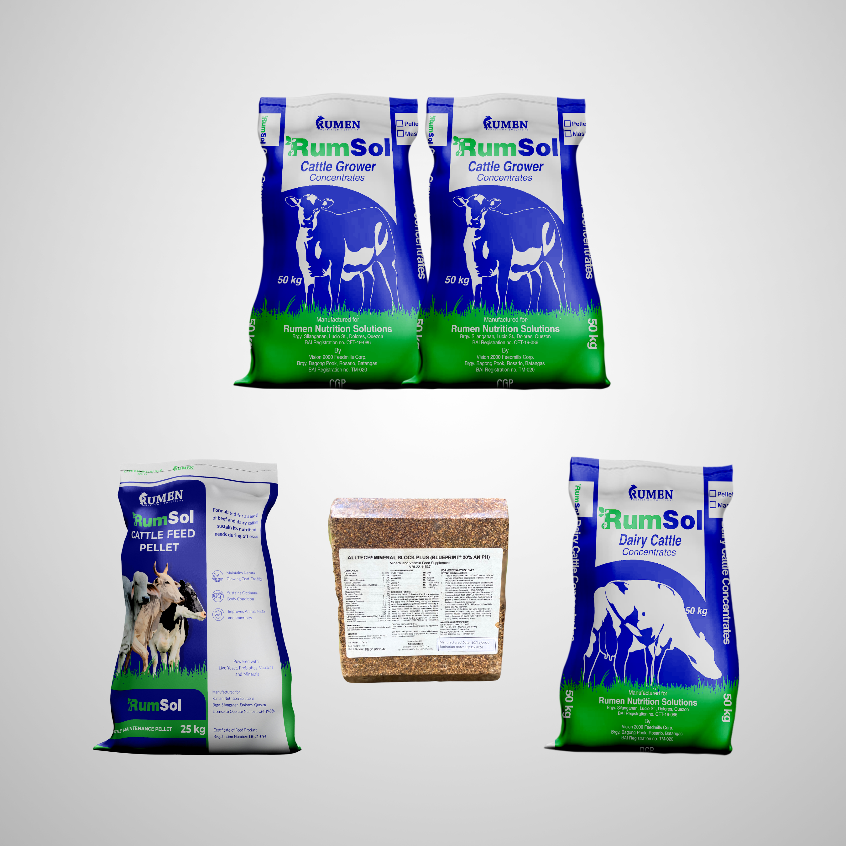 Bundle 14: Cattle Grower Concentrates, Dairy Cattle Concentrates, Cattle Feed Pellet & Alltech Block