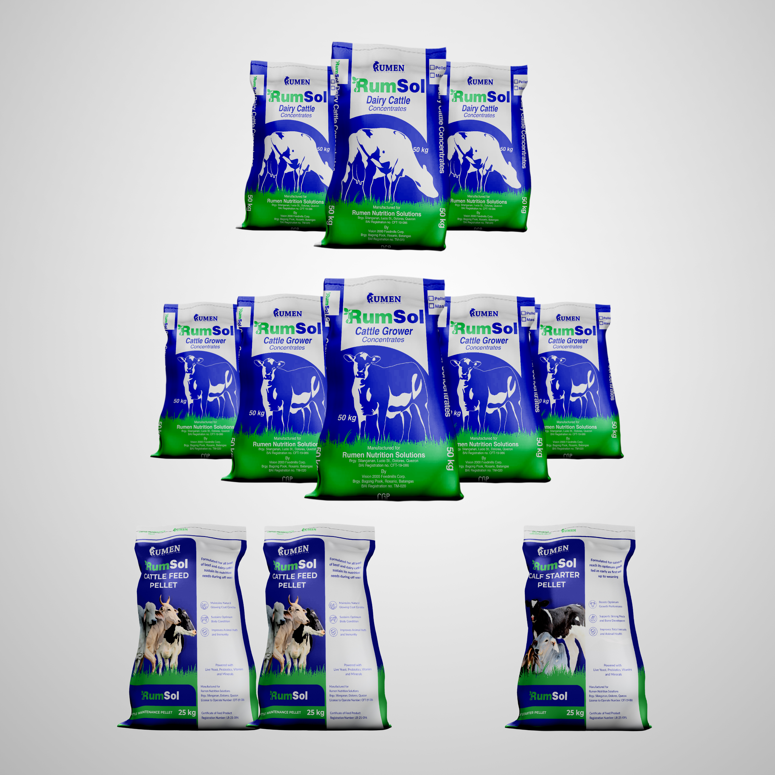 Bundle 10: Cattle Grower Concentrates, Dairy Cattle Concentrate, Cattle Feed Pellet & Calf Starter Pellet